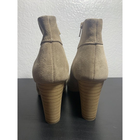 Gianni Gregori Beige Tan Ankle Suede boots With 3 Inch Heel Size 7.5-8.5 Booties - Picture 12 of 15